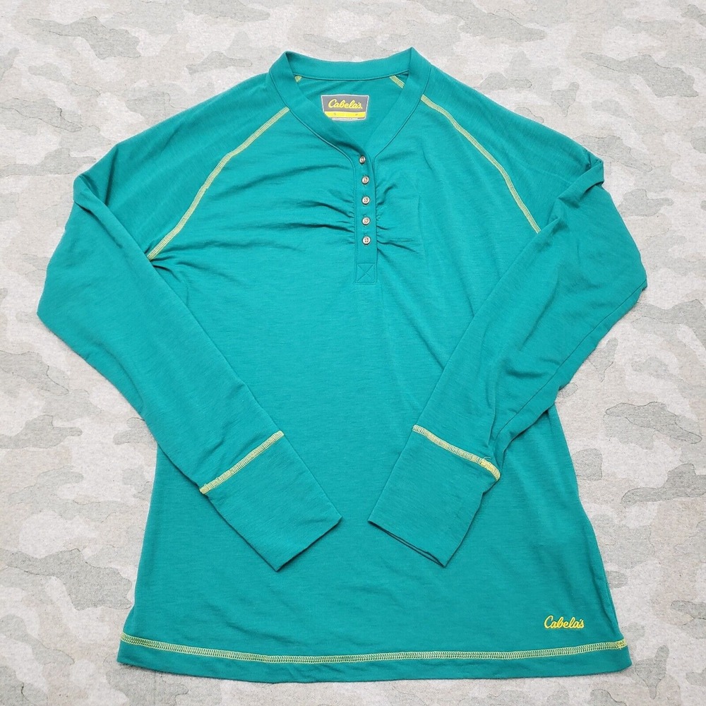 Cabela's Top Women's Small Green Pullover Lightweight Long Sleeve Outdoors